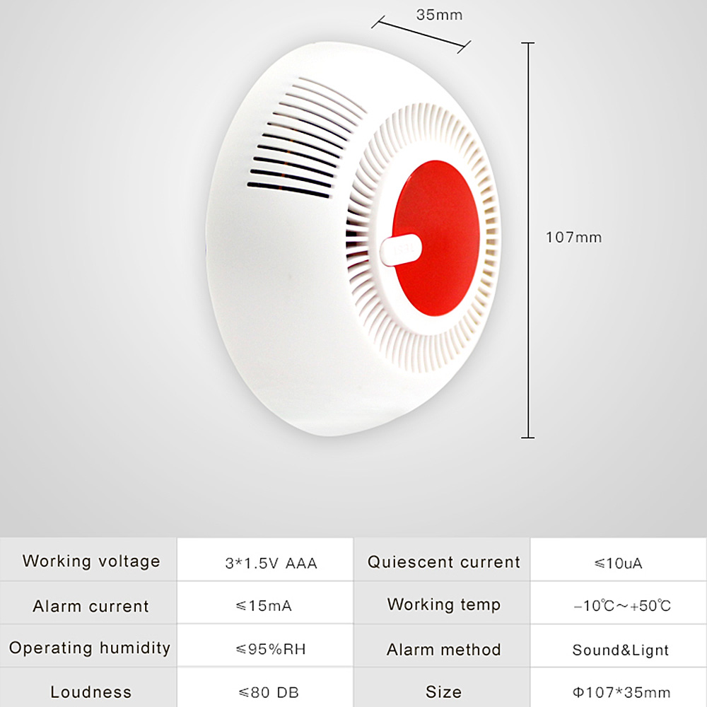 Independent Smoke Detector Standalone Photoelectric Smoke Alarm High Sensitive Alarm System Fire Protection Sensor